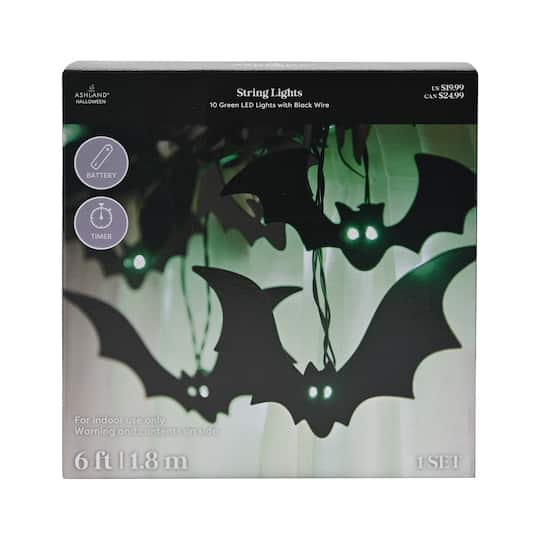 10ct. Bats with Green LED String Lights by Ashland®